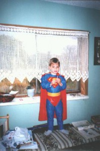 Noah dressed as Superboy.