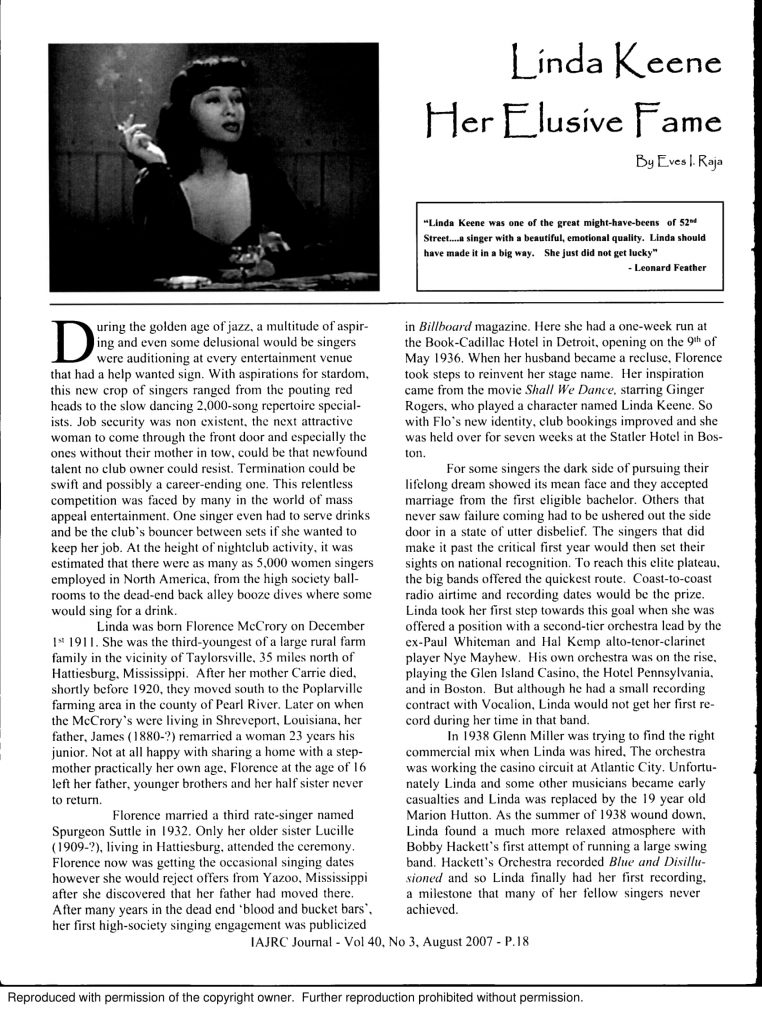 Linda Keene, Elusive Fame Page 1