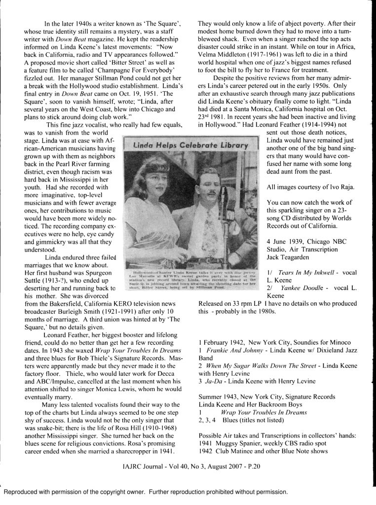 Linda Keene, Her Elusive Fame, Page 3