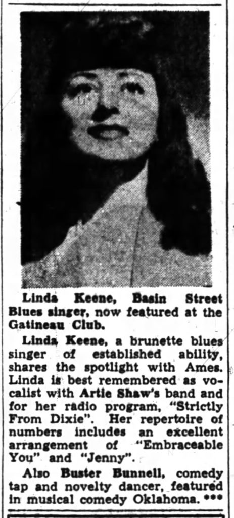 Linda Keene at the Gatineau Club