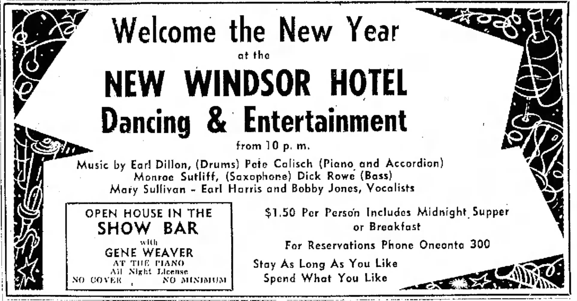 New Year's Eve at the New Windsor Hotel 1953
