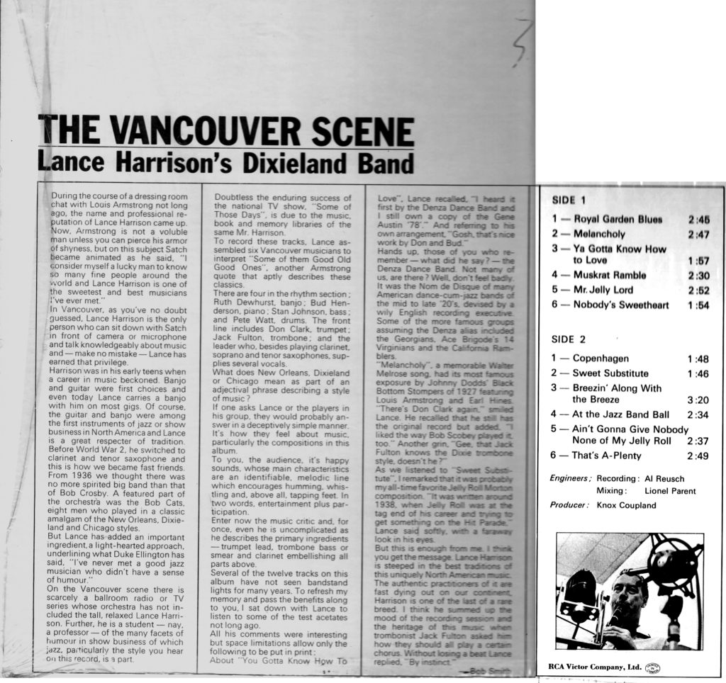 The Vancouver Scene (back cover)