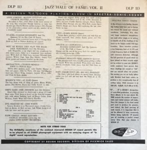 Jazz Hall of Fame Volume II rear cover