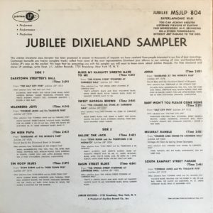 Jubilee Dixieland Sampler rear cover