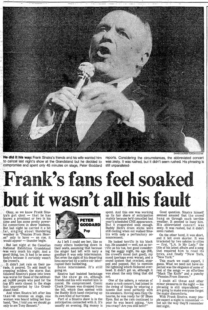 Toronto Star review of 1984 CNE concert