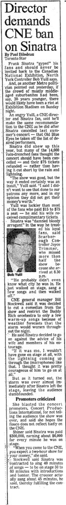 Bob Yuill wants a ban on Sinatra