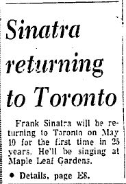 Sinatra returning to Toronto in 1975 Part 1