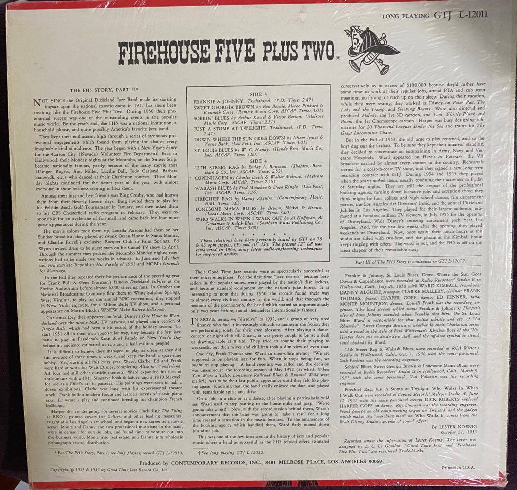 Firehouse Five + 2 Rear Cover