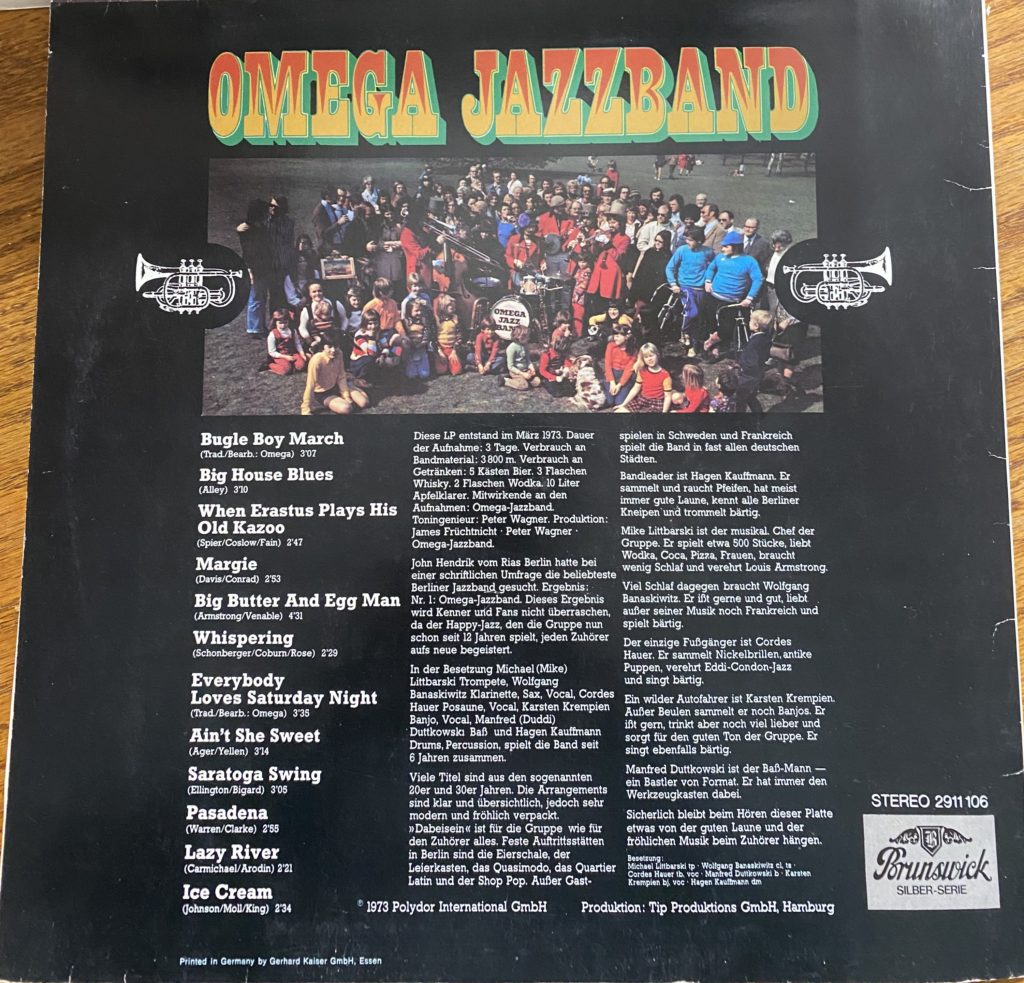Omega Jazzband rear cover