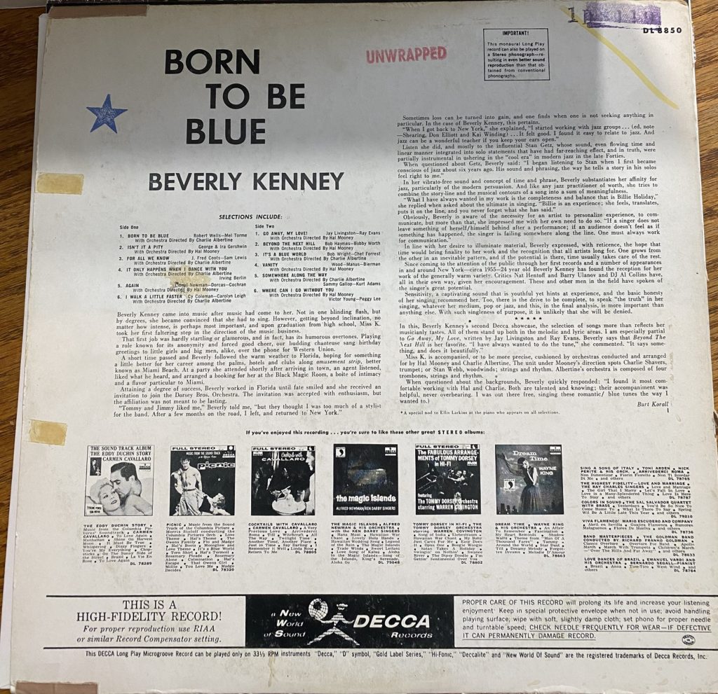 Born To Be Blue - Rear Cover