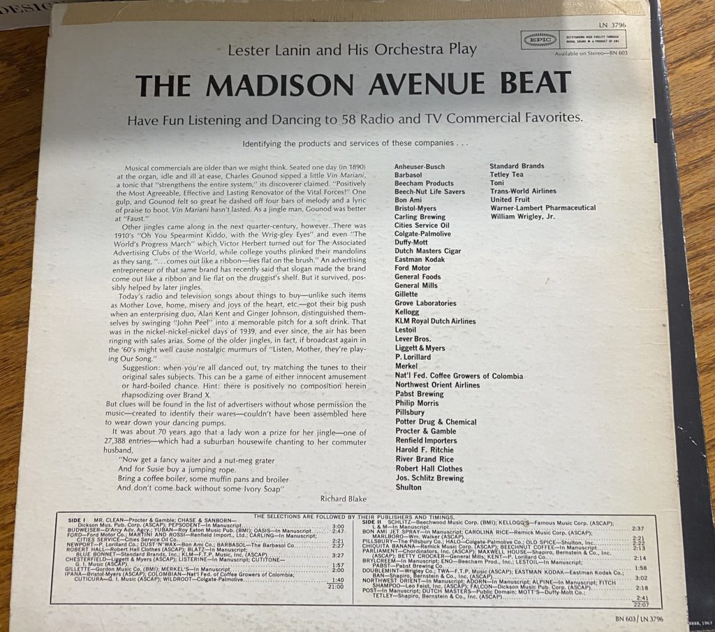 Lester Lanin and His Orchestra – The Madison Avenue Beat Rear