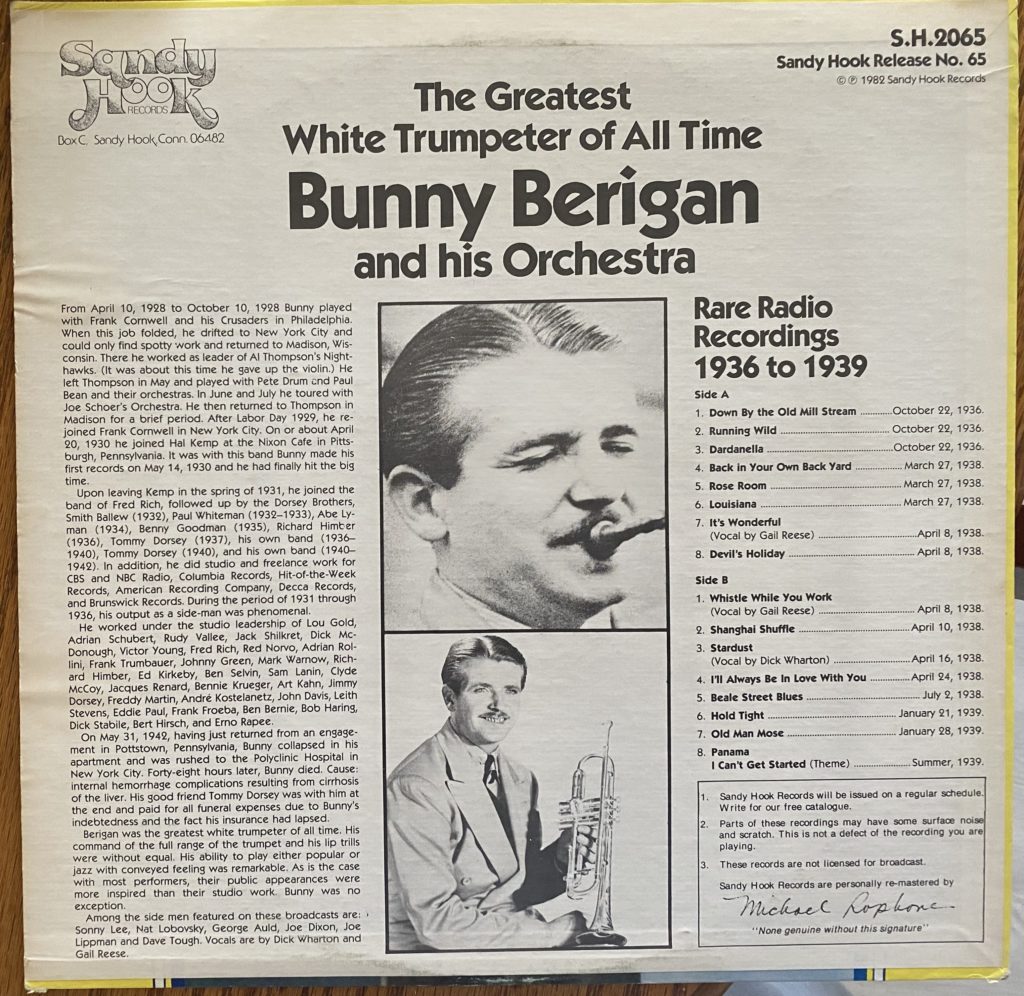 Bunny Berigan rear cover