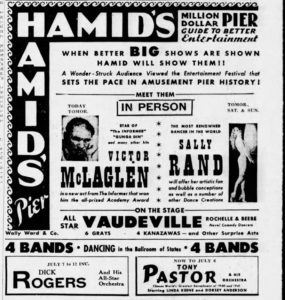 July 3, 1941 Tony Pastor ad at Hamid's