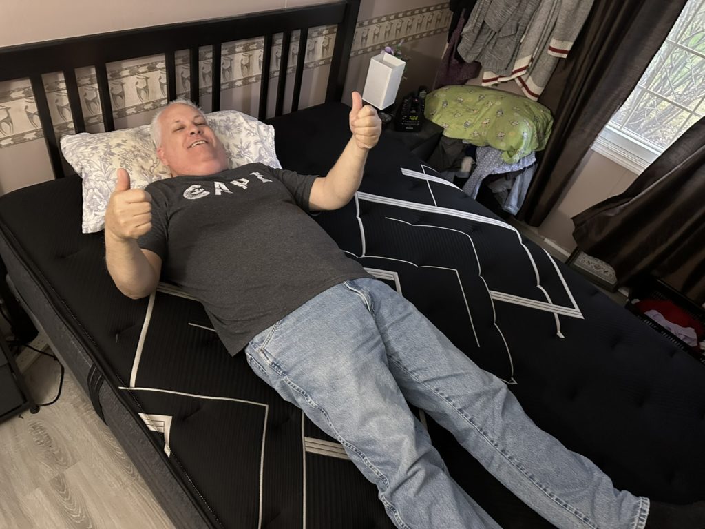 Scott on the new mattress